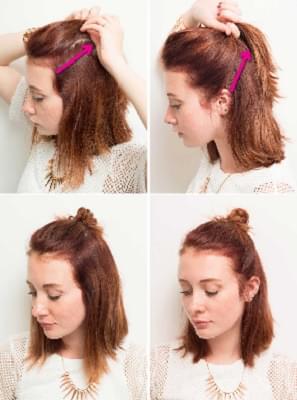 half bun cheveux courts